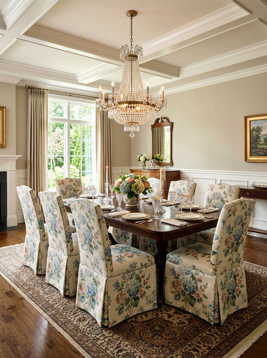 Floral Dining Chair Slipcovers - 25 Spring Floral Print Decor Ideas