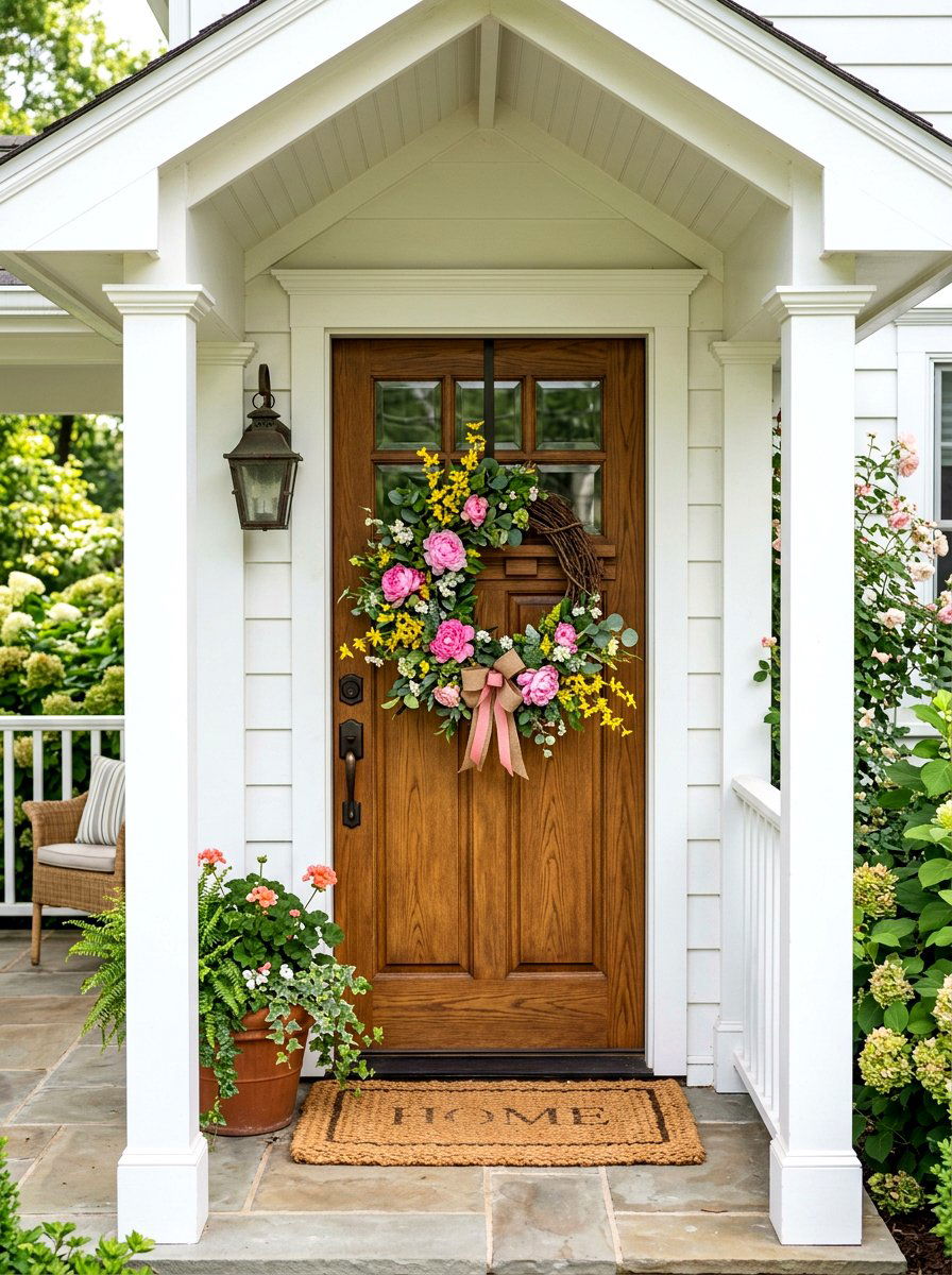Floral Door Wreath - 25 Spring Country Decor Ideas
