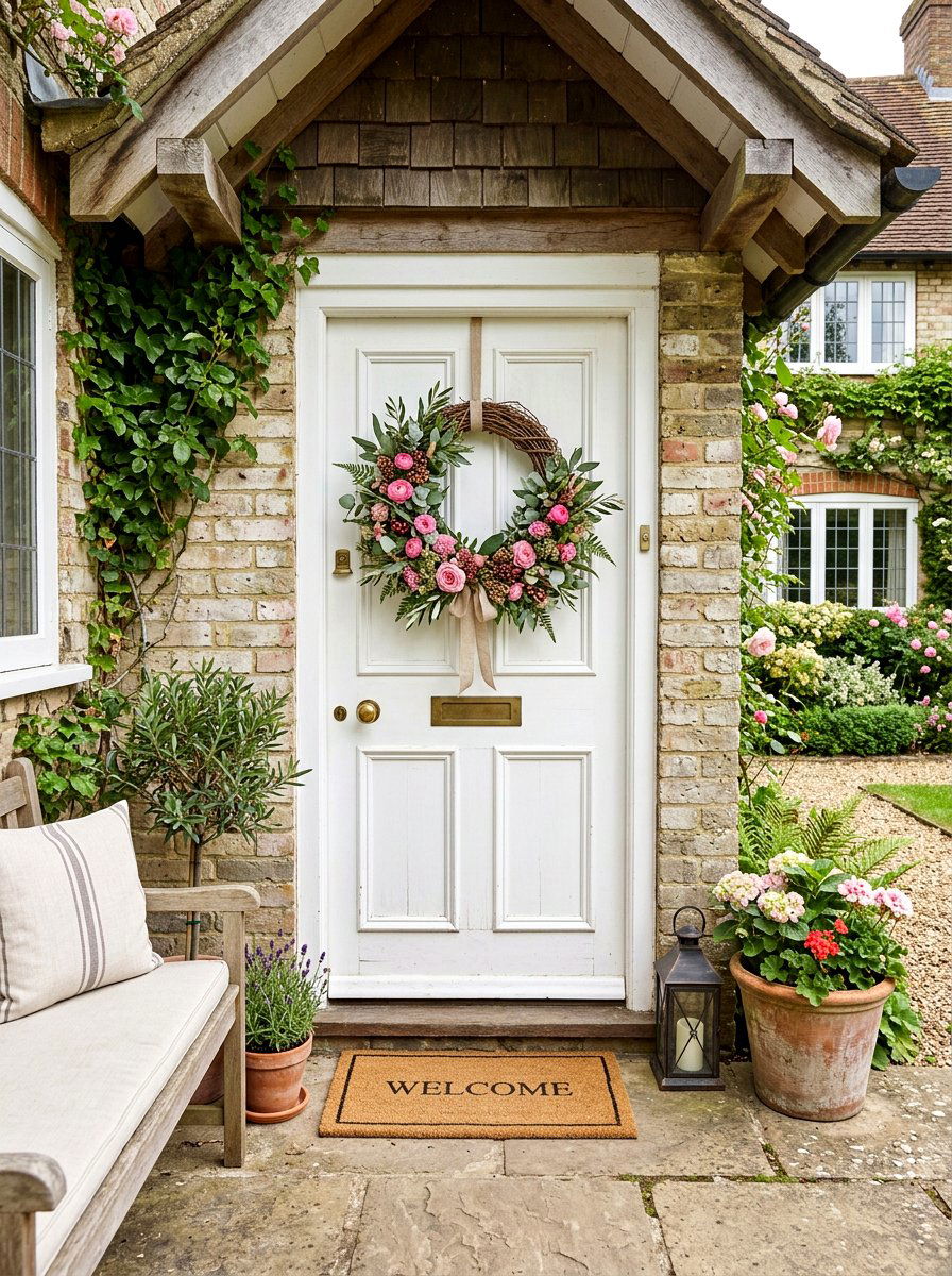 Floral Door Wreath - 25 Spring Flower Craft Ideas