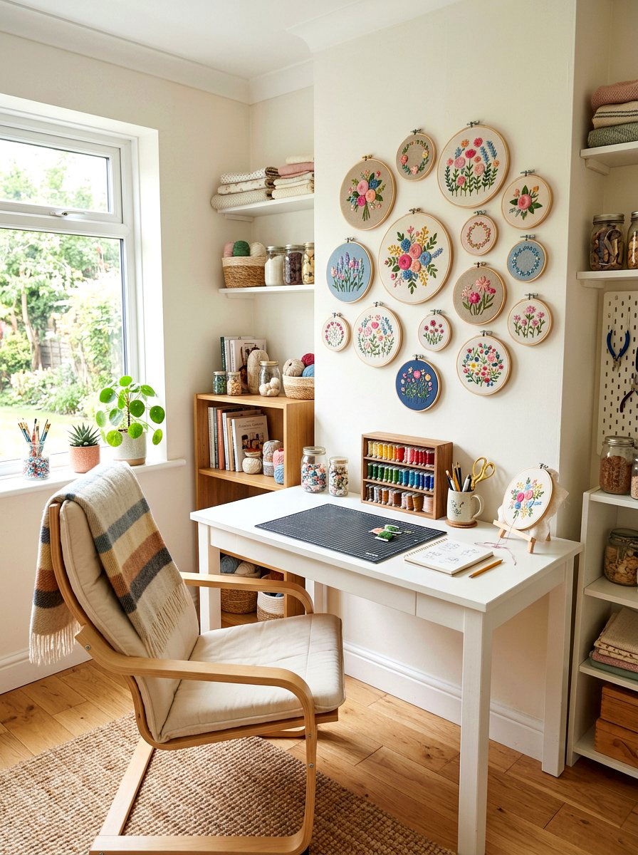 Floral Embroidery Hoop - 25 Spring DIY Wall Art Ideas