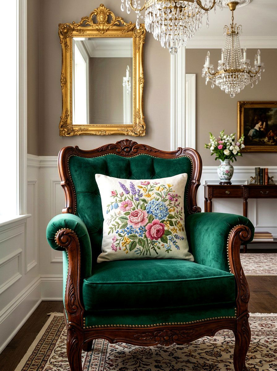 Floral Embroidery Pillow - 25 Spring Throw Pillow Ideas