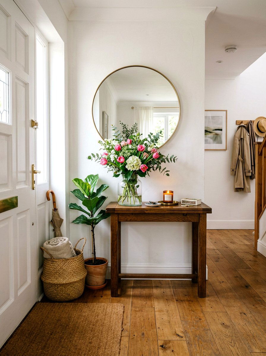 Floral Entryway Table - 25 Spring Home Tour Ideas
