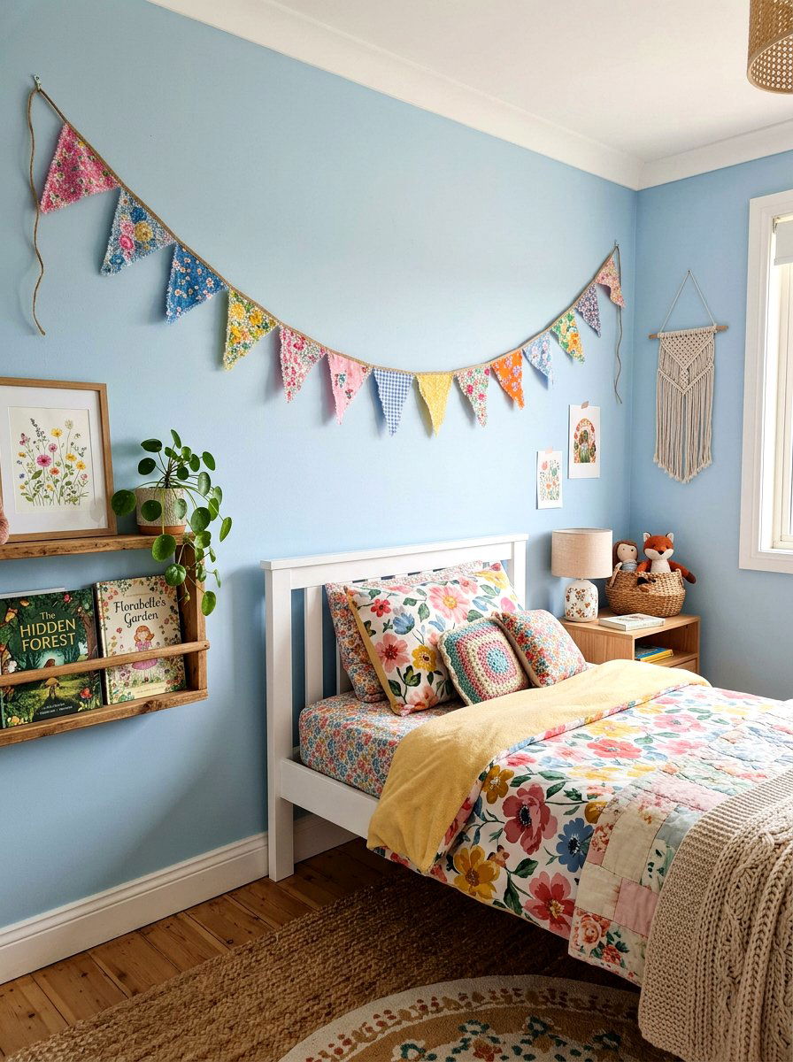 Floral Fabric Scrap Bunting - 25 Spring Banner Ideas
