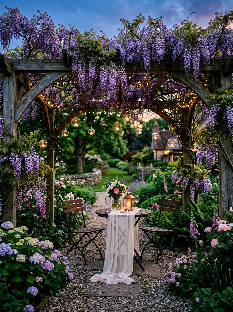 Floral Garden Arbor - 25 Spring Outdoor Dining Decor Ideas