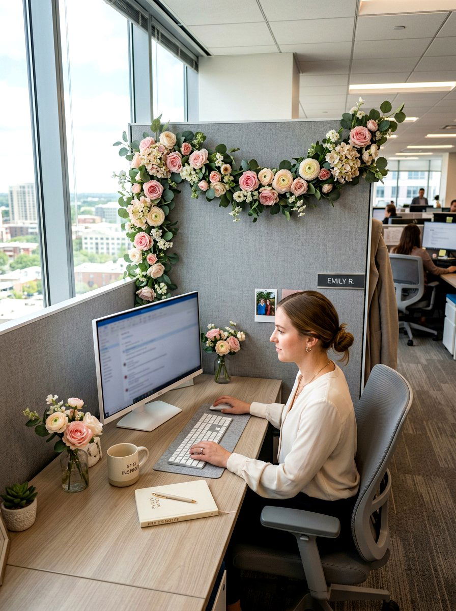 Floral Garland - 25 Spring Cubicle Decor Ideas