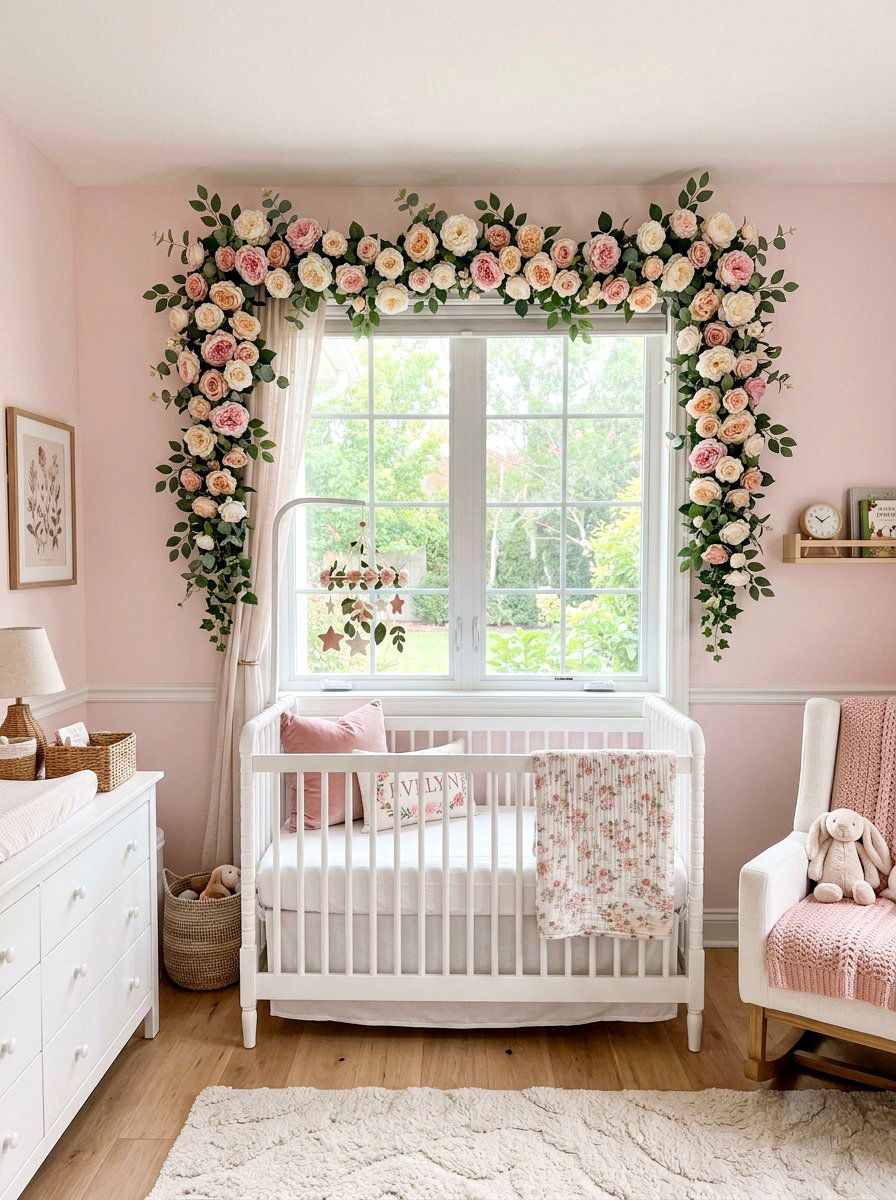 Floral Garland - 25 Spring Window Decor Ideas
