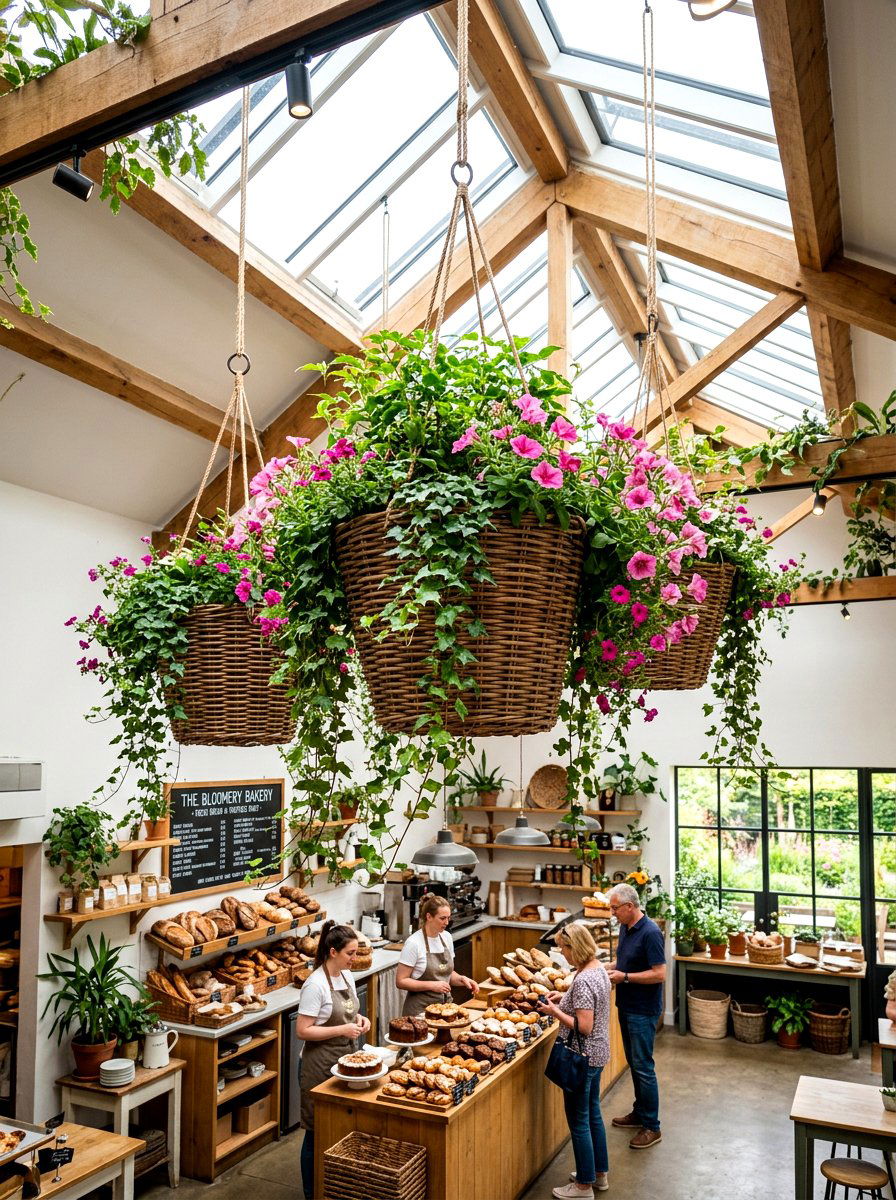 Floral Hanging Bakery Basket - 25 Spring Bakery Decor Ideas