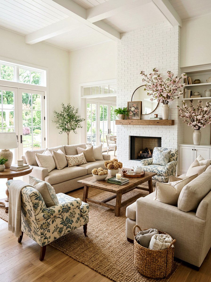 Floral Living Room - 25 Spring Model Home Decor Ideas