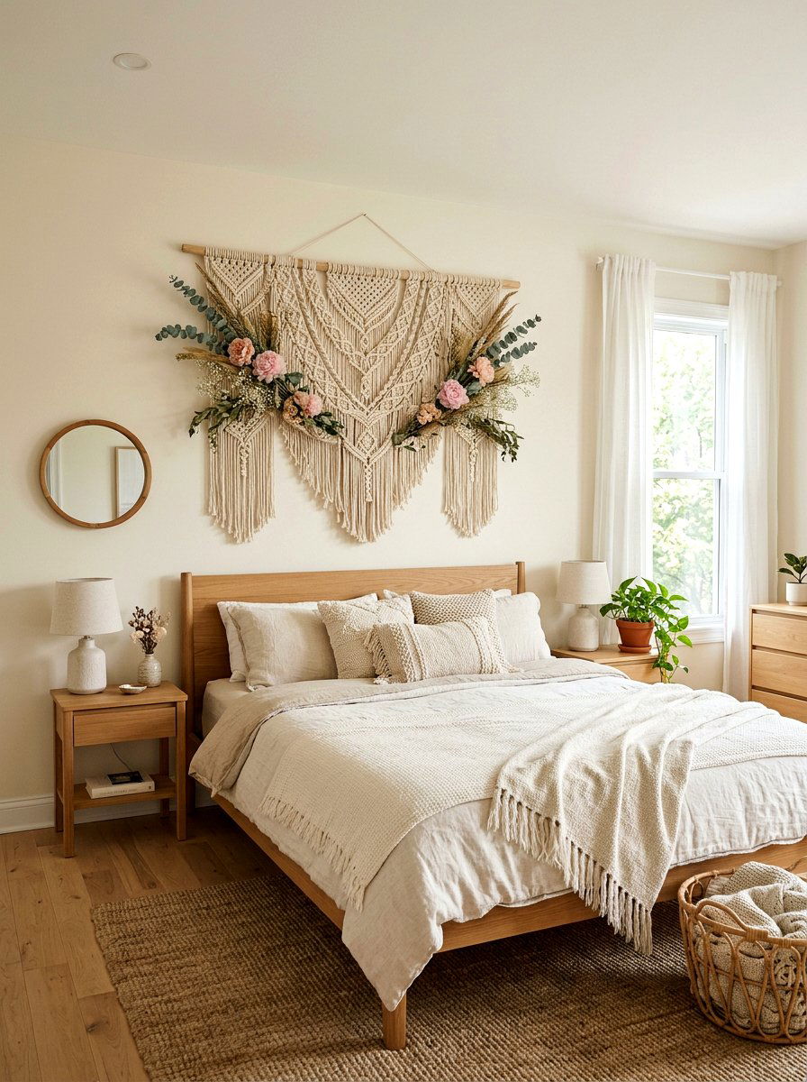 Floral Macrame Wall Hanging - 25 Spring Macrame Decor Ideas