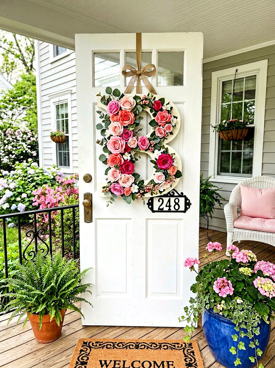 Floral Monogram House Number - 25 Spring House Number Decor Ideas