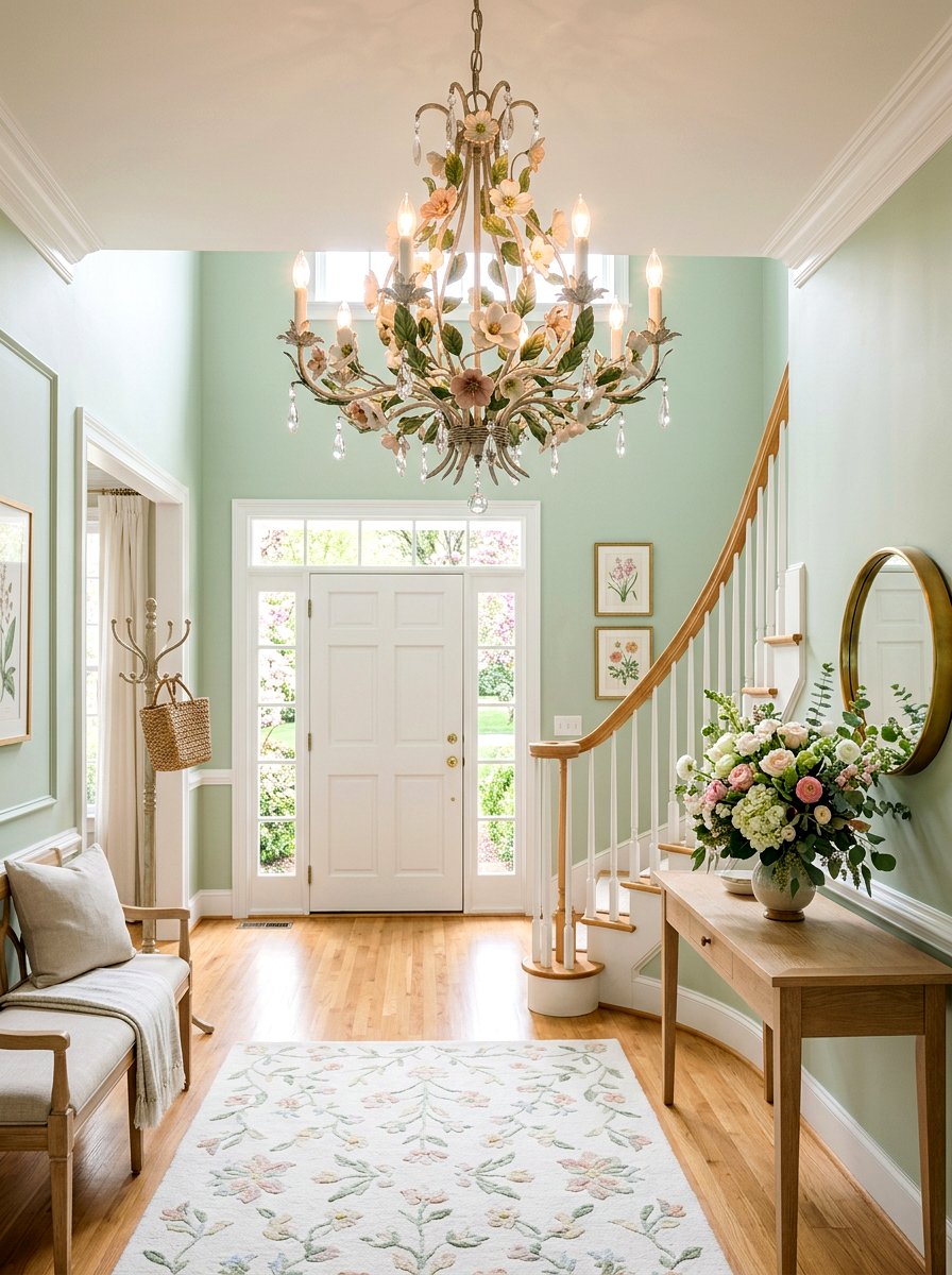 Floral Motif Foyer Chandelier - 25 Spring Foyer Chandelier Ideas