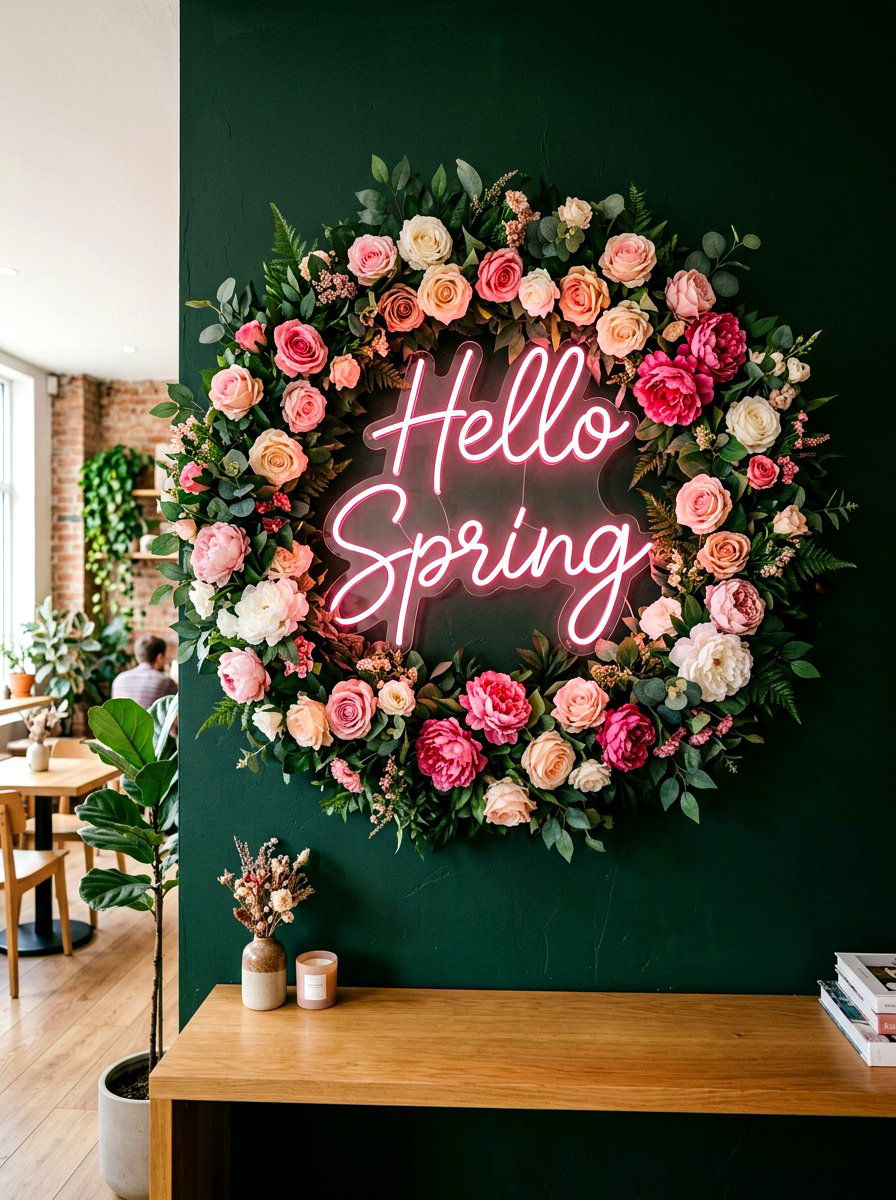 Floral Neon Signage - 25 Spring Cafe Decor Ideas