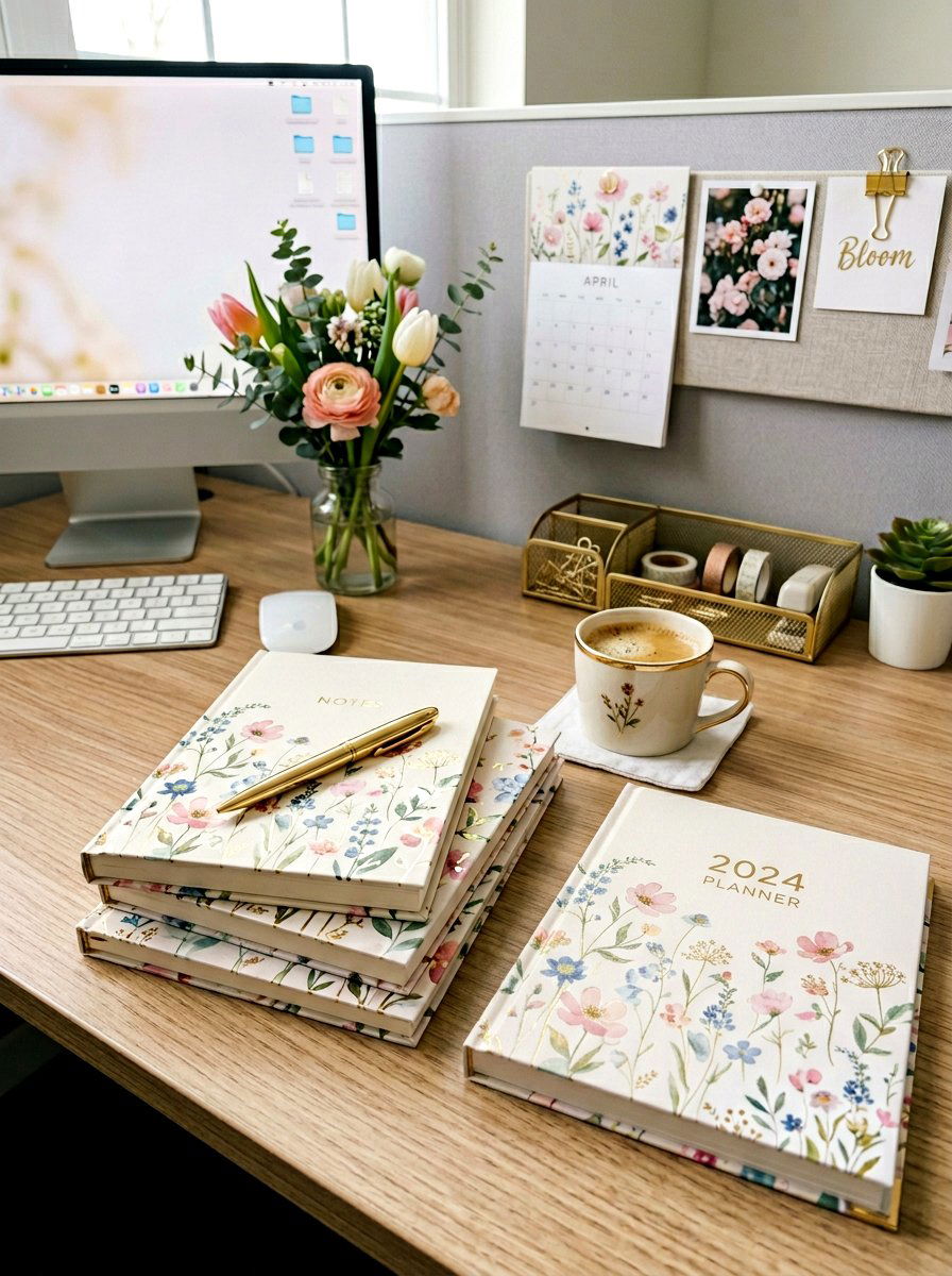 Floral Notebook - 25 Spring Cubicle Decor Ideas