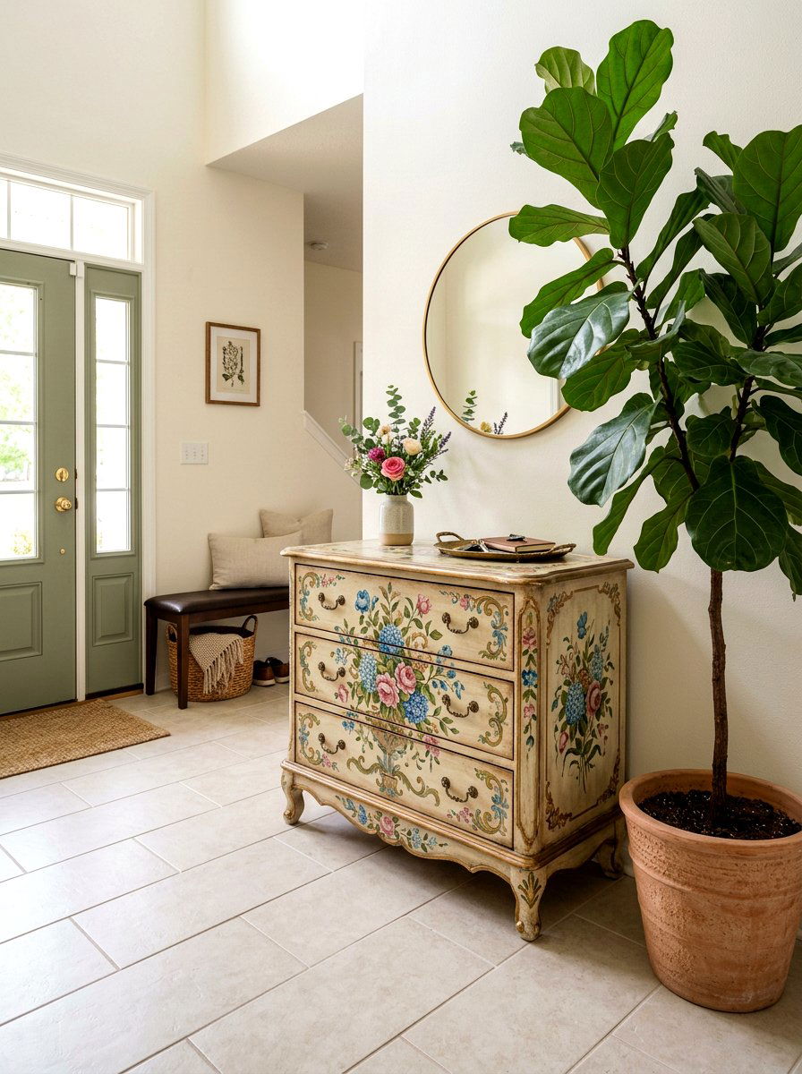 Floral Painted Chest - 25 Spring Distressed Furniture Ideas