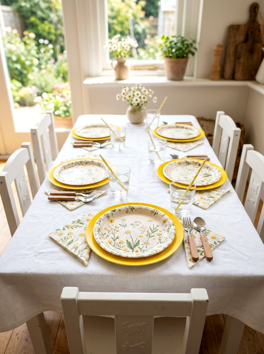 Floral Paper Plate - 25 Spring Kids Table Decor Ideas