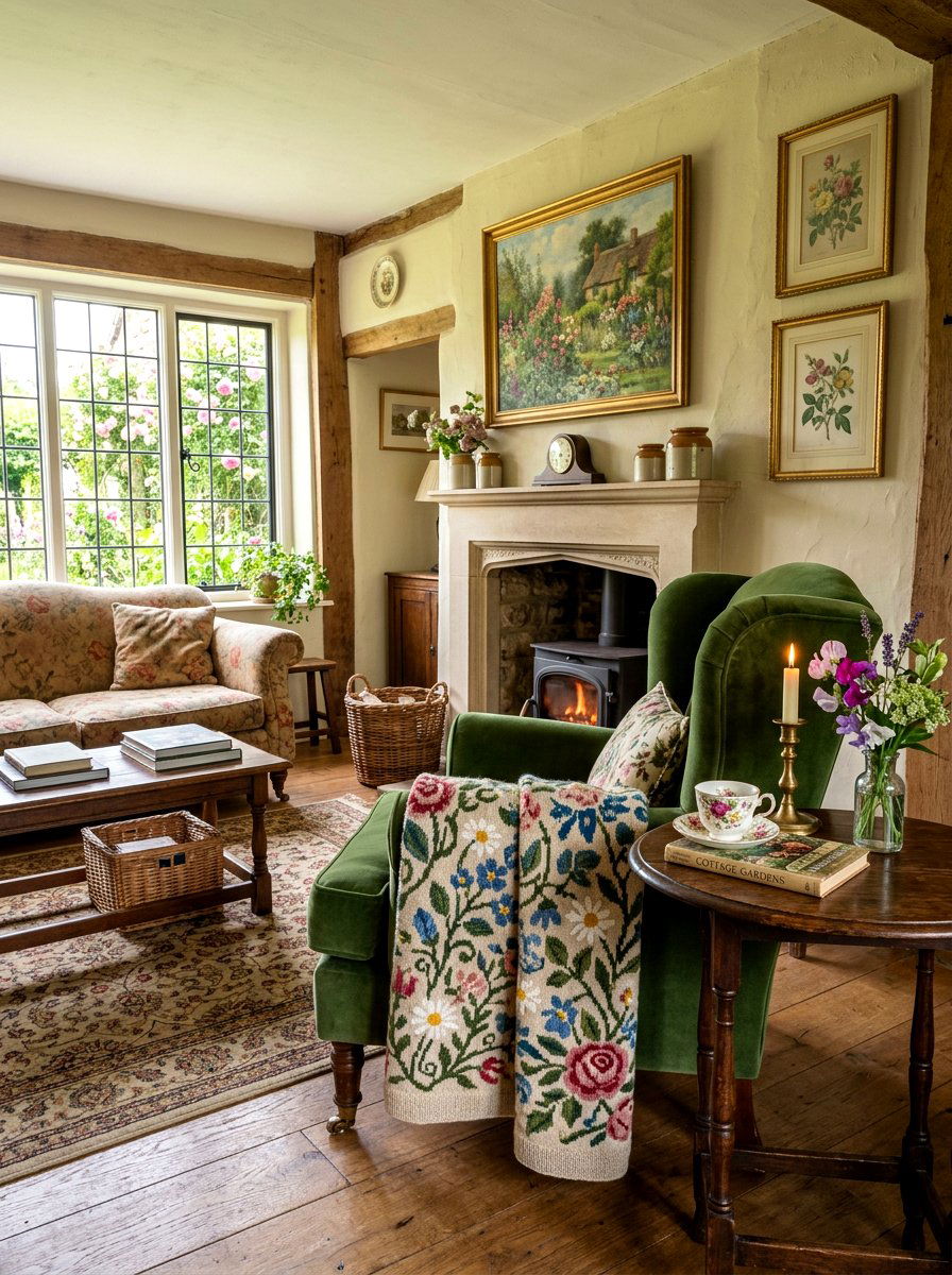 Floral Pattern Knit Blanket - 25 Spring Knit Throw Ideas