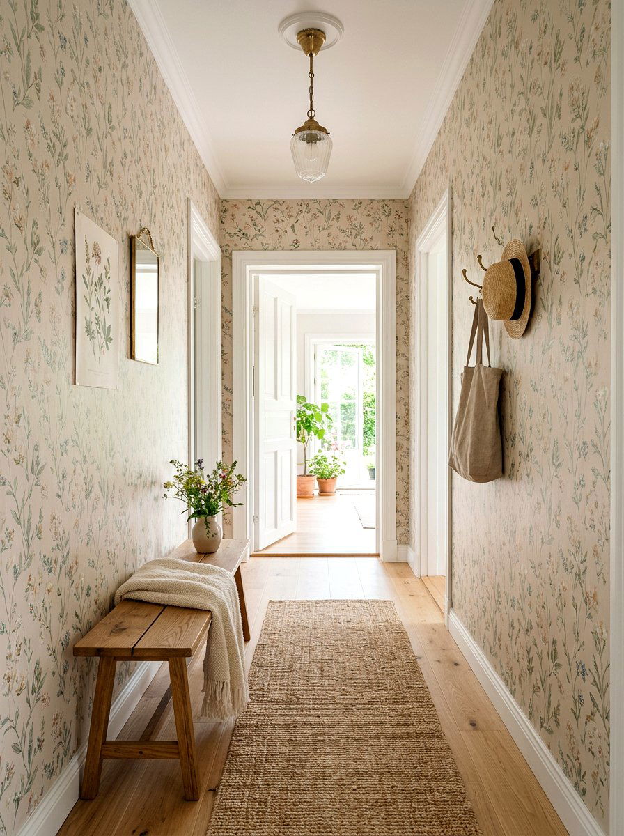 Floral Patterned Hallway - 25 Spring Landing Decor Ideas
