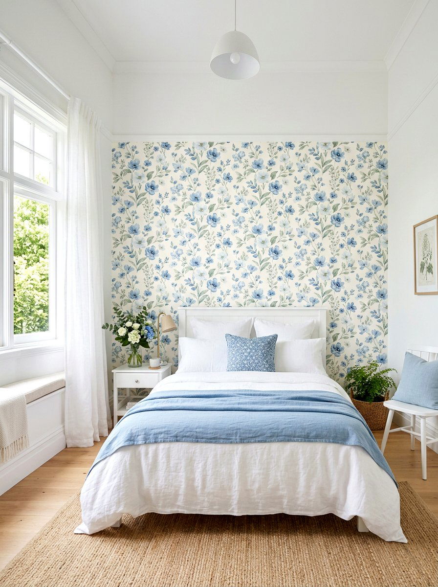 Floral Peel And Stick Wallpaper - 25 Spring Mobile Home Decor Ideas