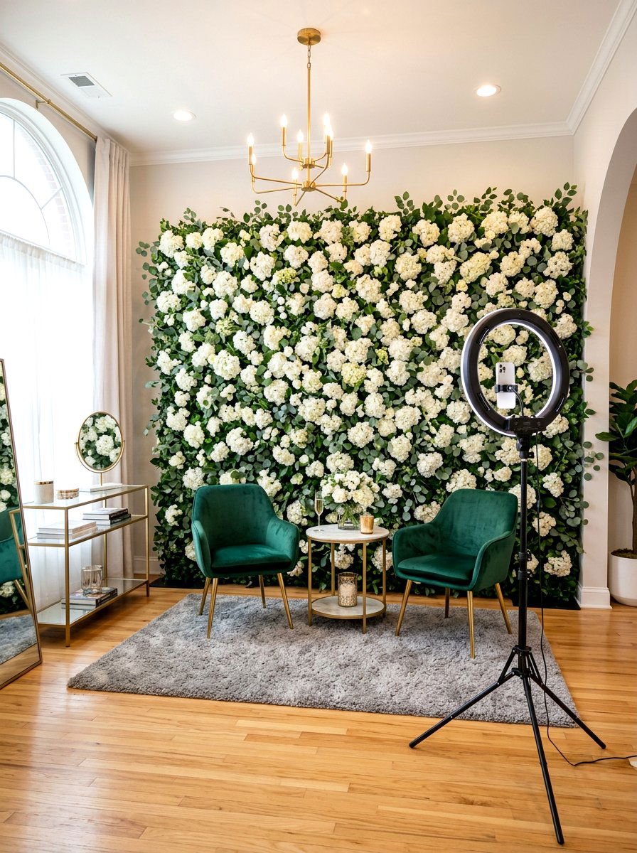 Floral Photo Backdrop - 25 Spring Engagement Party Decor Ideas