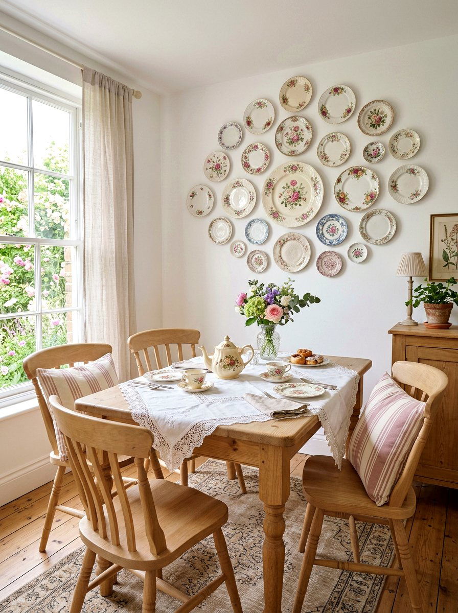 Floral Plate Wall - 25 Spring Plate Wall Ideas