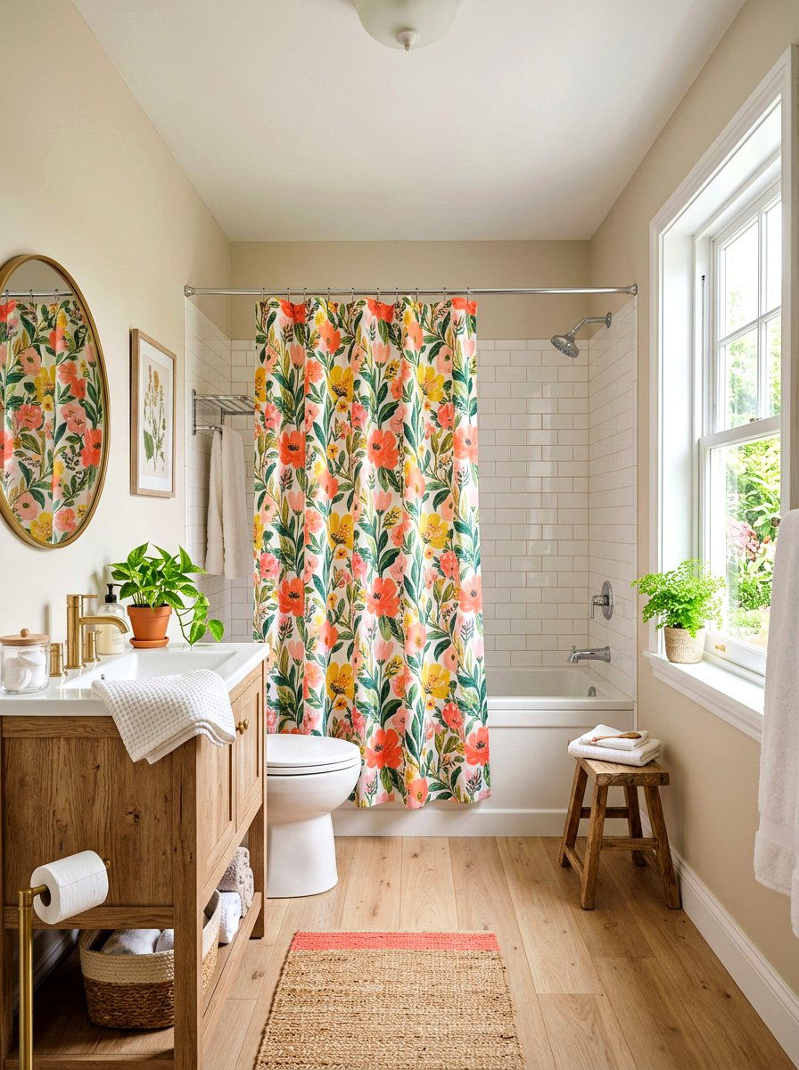 Floral Print Bathroom - 25 Spring Shower Curtain Ideas