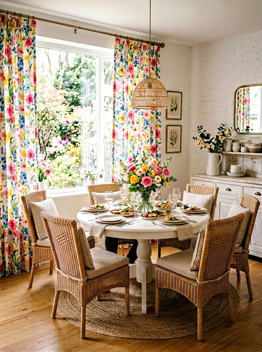 Floral Print Dining Room Curtain - 25 Spring Dining Room Curtain Ideas