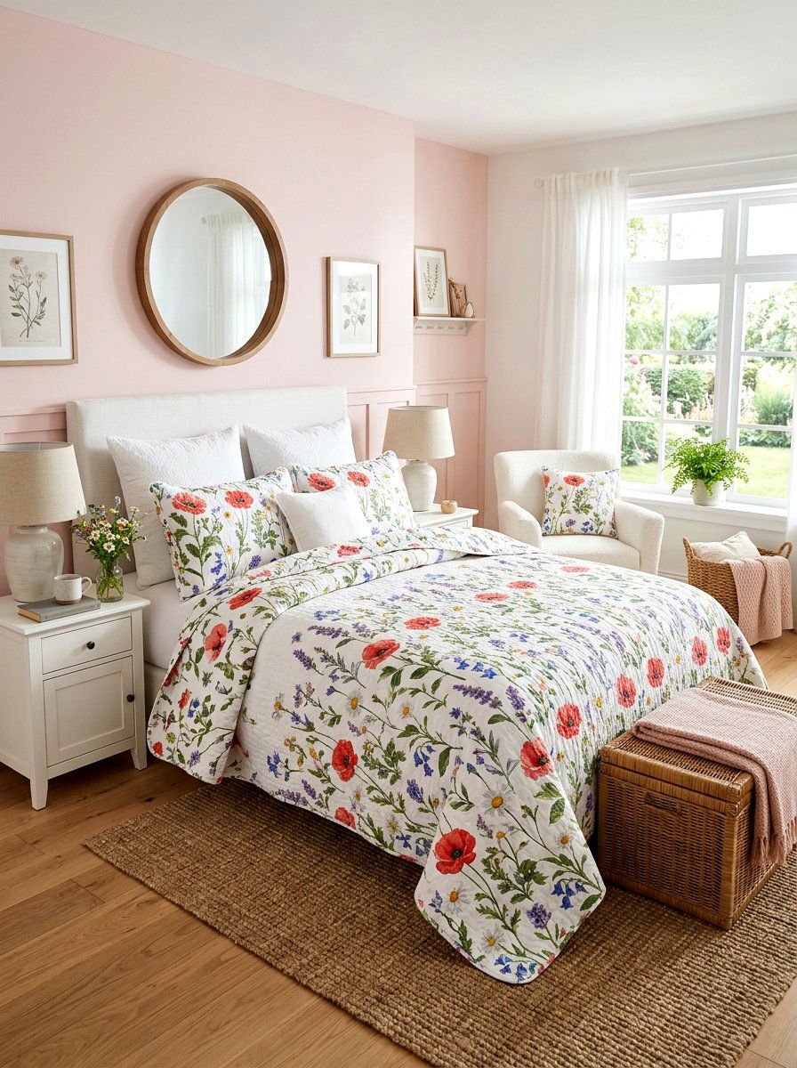 Floral Quilt Set - 25 Spring Rental Friendly Decor Ideas