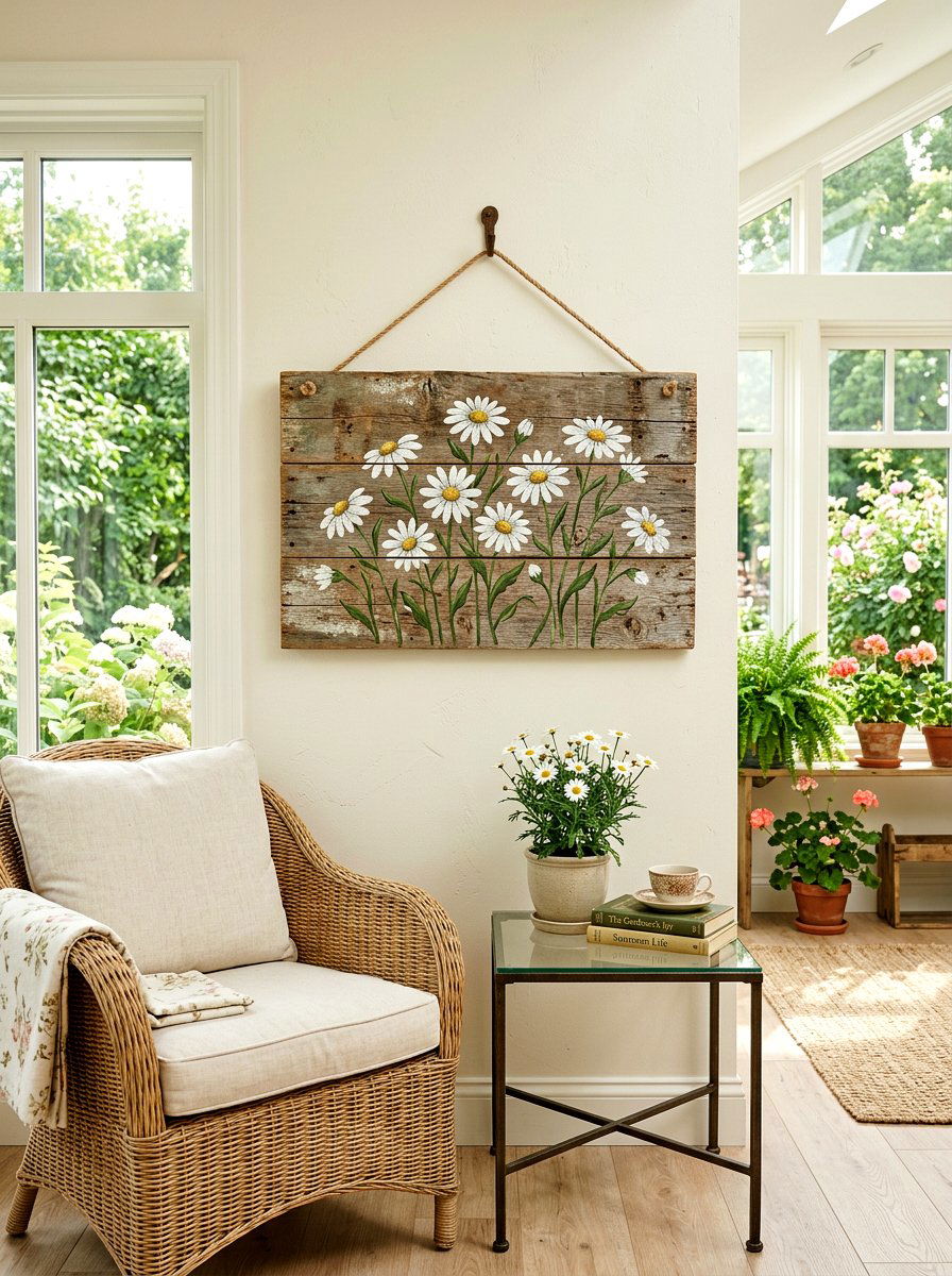 Floral Reclaimed Wood Sign - 25 Spring Wooden Sign Ideas