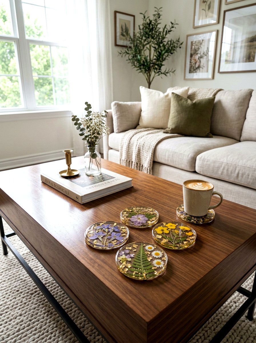 Floral Resin Coaster - 25 Spring Flower Craft Ideas