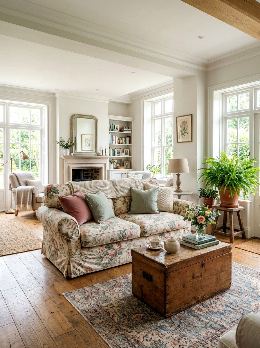 Floral Slipcovered Sofa - 25 Spring Shabby Chic Decor Ideas