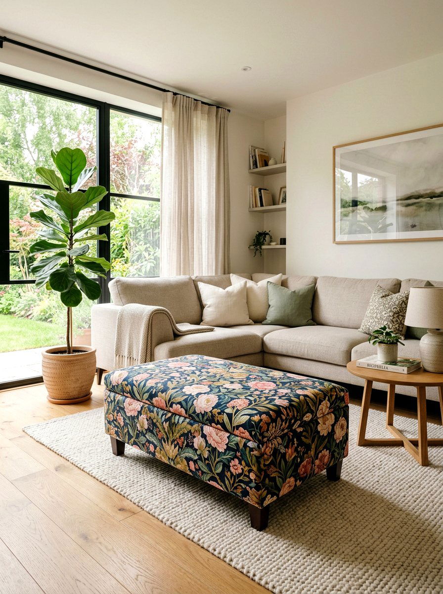 Floral Storage Ottoman - 25 Spring Floral Print Decor Ideas