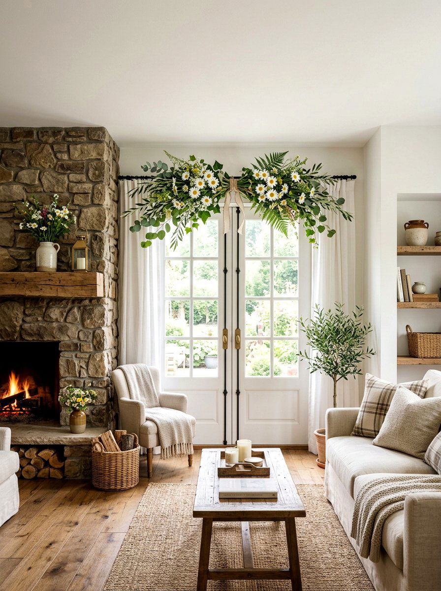 Floral Swag - 25 Spring French Door Decor Ideas