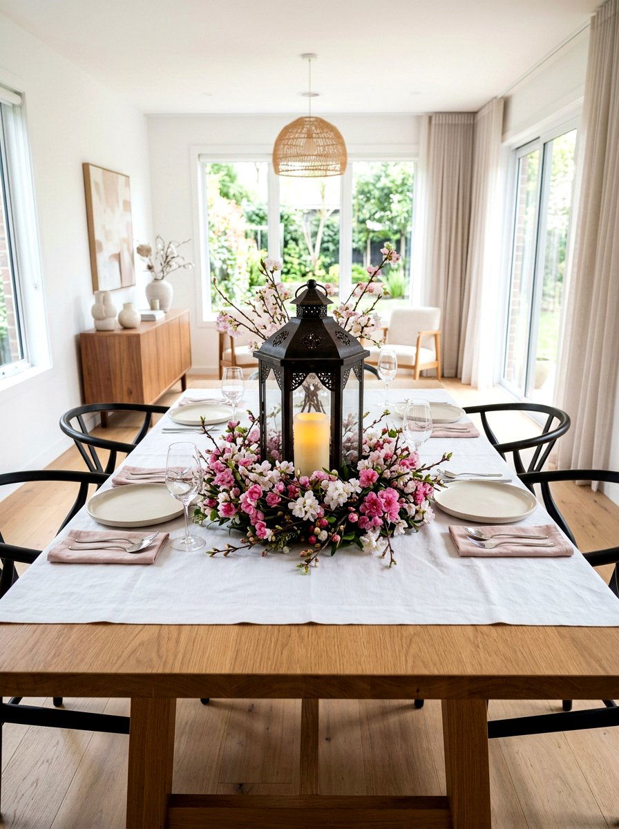 Floral Table Lantern Centerpiece - 25 Spring Lantern Decor Ideas