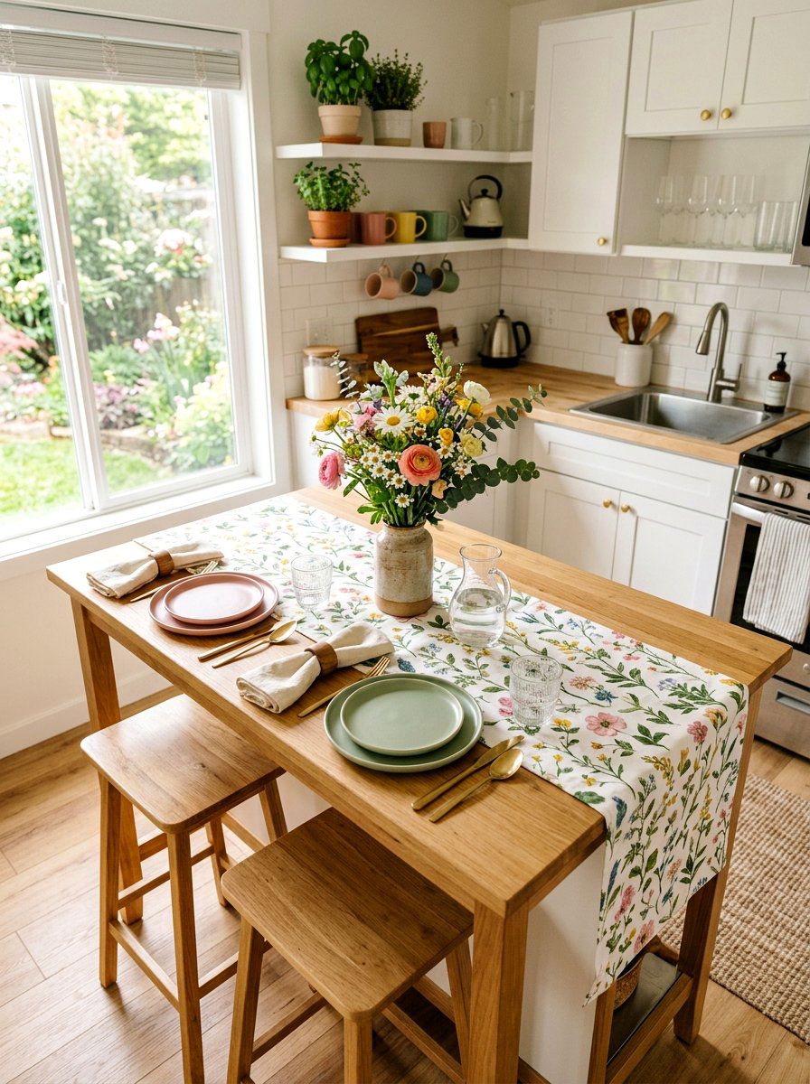 Floral Table Runner - 25 Spring Tiny Home Decor Ideas