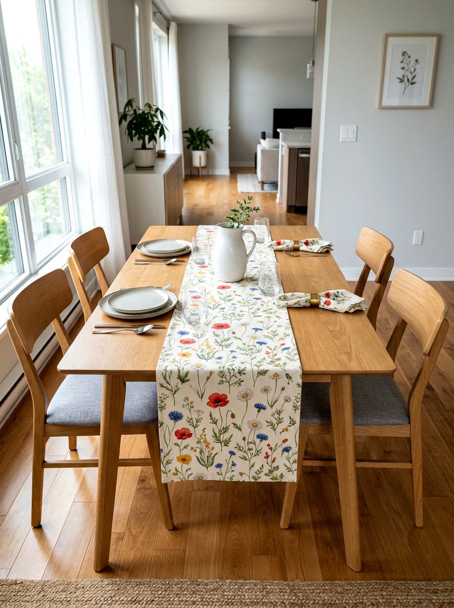 Floral Table Runner - 25 Spring Condo Decor Ideas