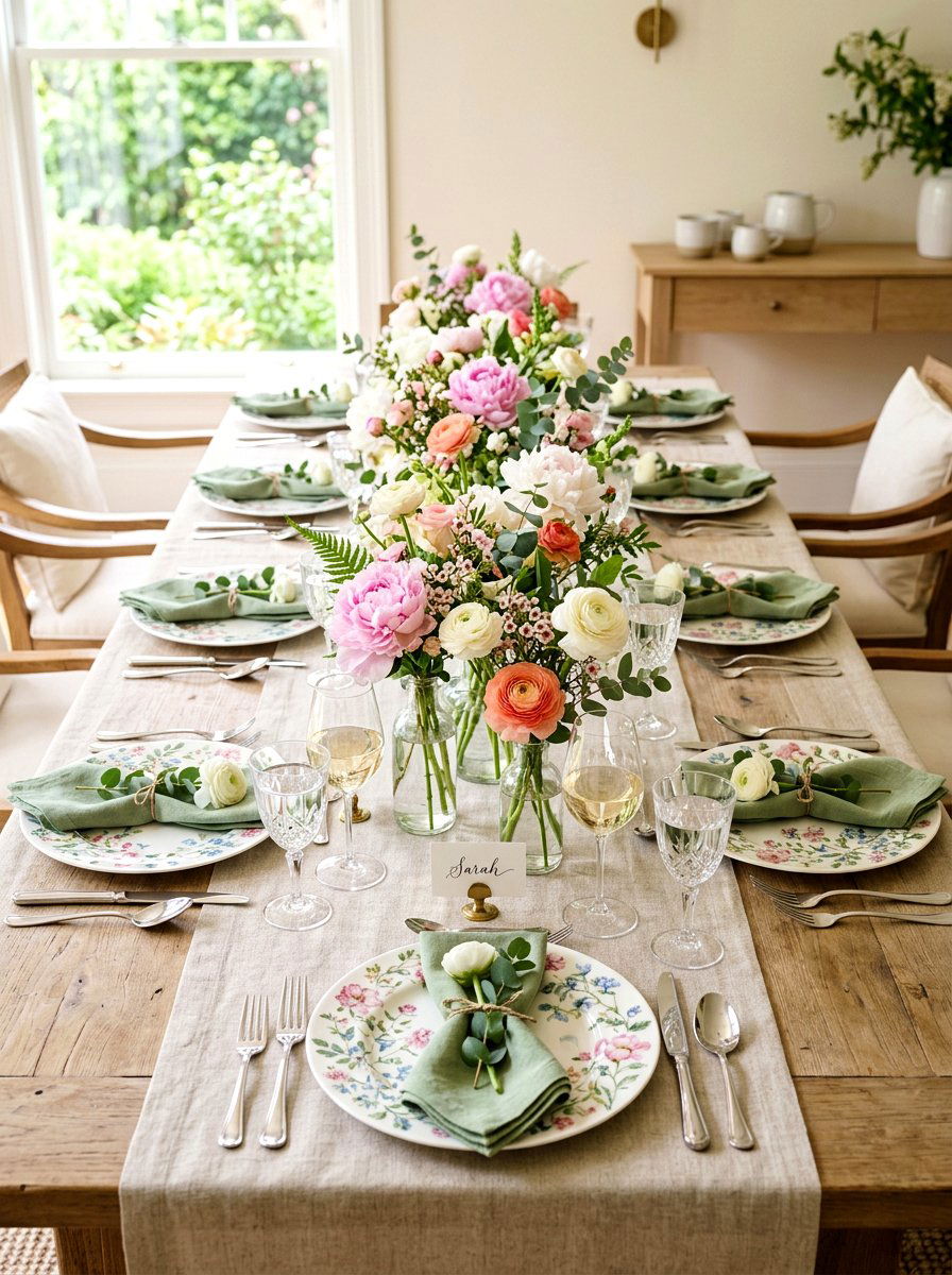Floral Table Setting - 25 Spring Sunday Brunch Ideas