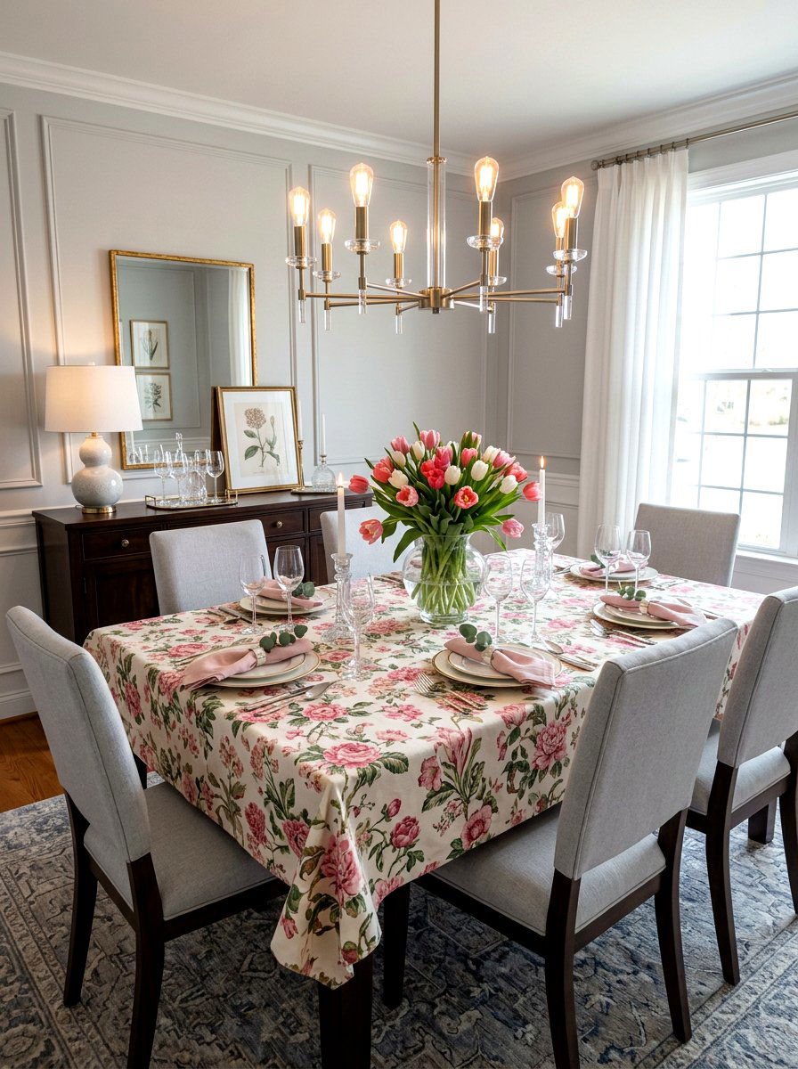 Floral Tablecloth - 25 Spring Tablecloth Ideas