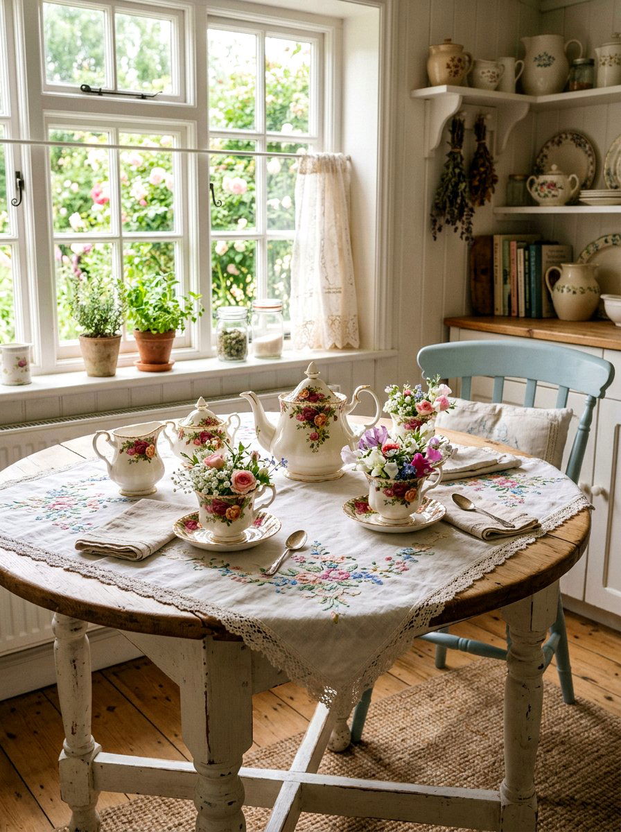 Floral Tea Set - 25 Spring Table Vignette Ideas