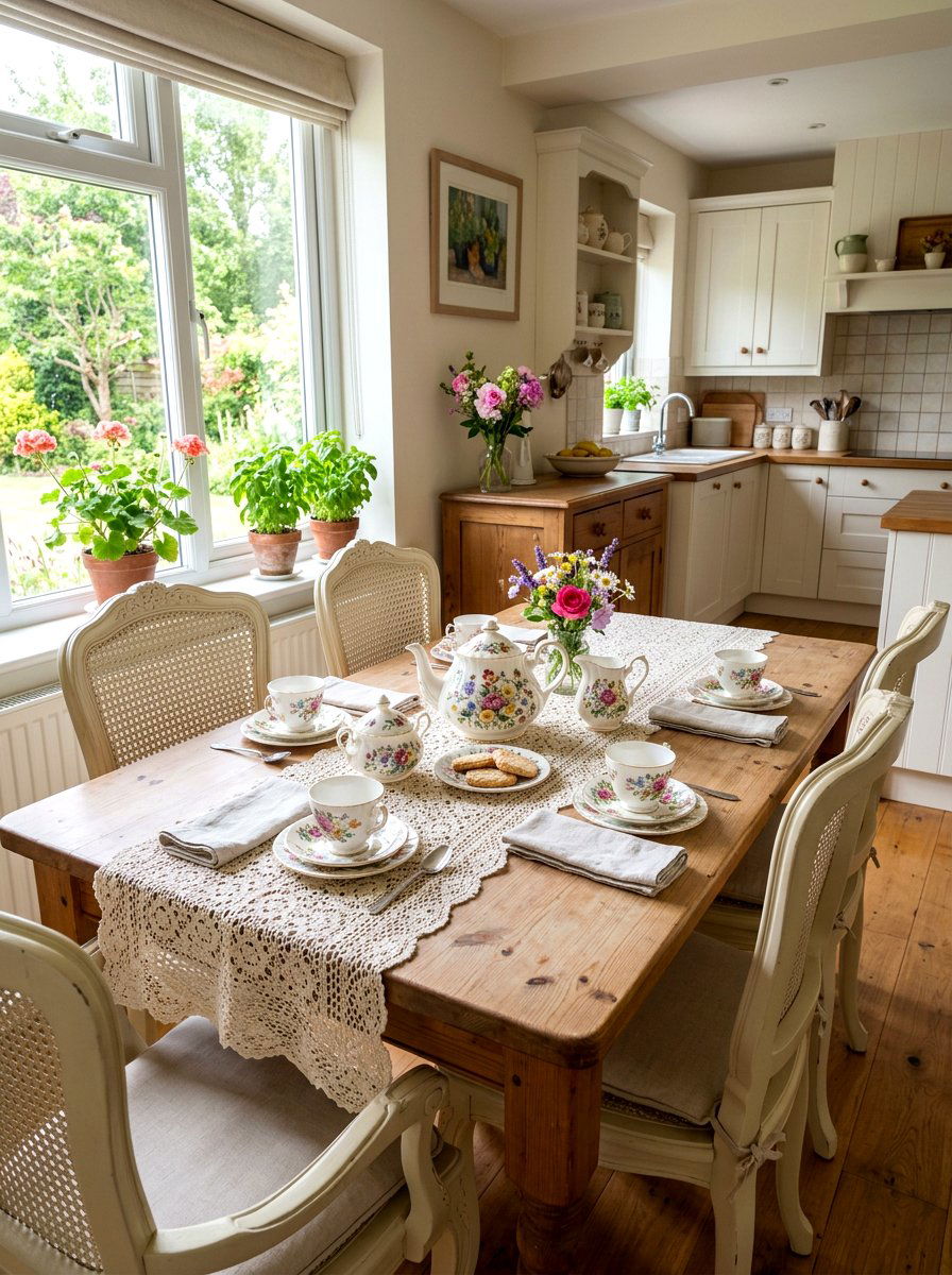 Floral Tea Set - 25 Spring Kitchen Table Decor Ideas