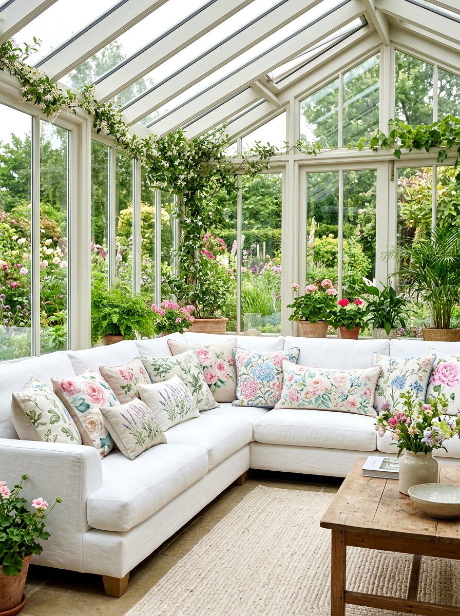 Floral Throw Pillow - 25 Spring Conservatory Decor Ideas