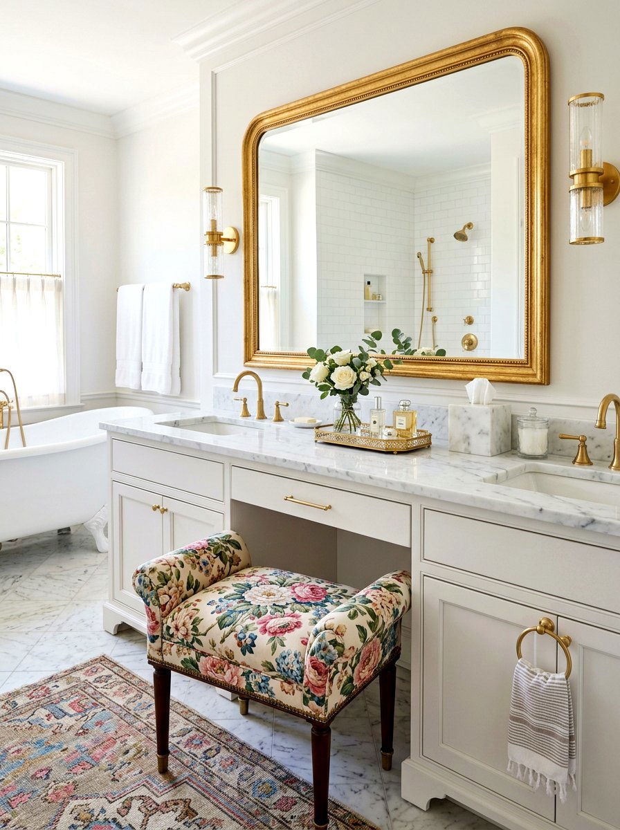 Floral Vanity Stool - 25 Spring Floral Print Decor Ideas