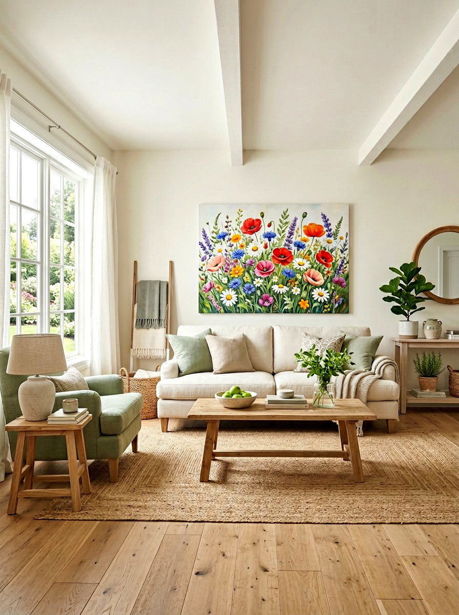 Floral Wall Art - 25 Spring Living Room Wall Decor Ideas