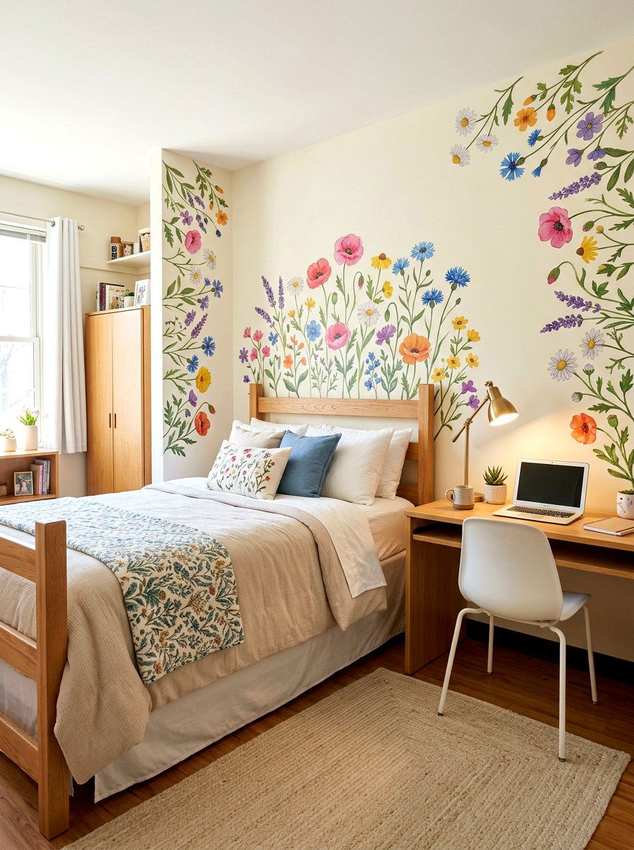 Floral Wall Decals - 25 Spring Dorm Room Decor Ideas