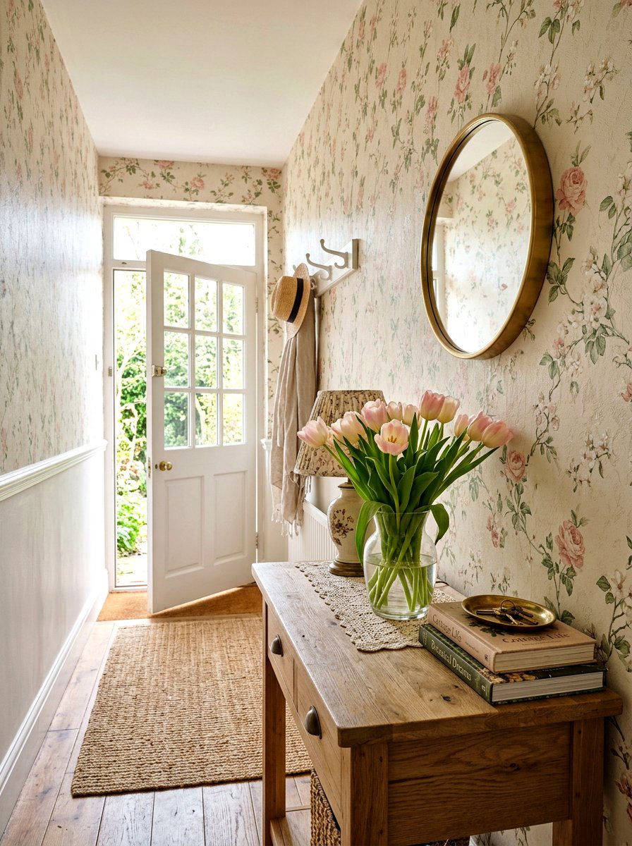 Floral Wallpaper - 25 Spring Hallway Wall Decor Ideas