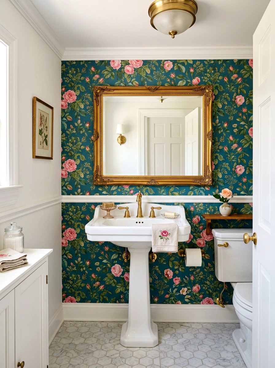 Floral Wallpaper Accent - 25 Spring Cottagecore Decor Ideas