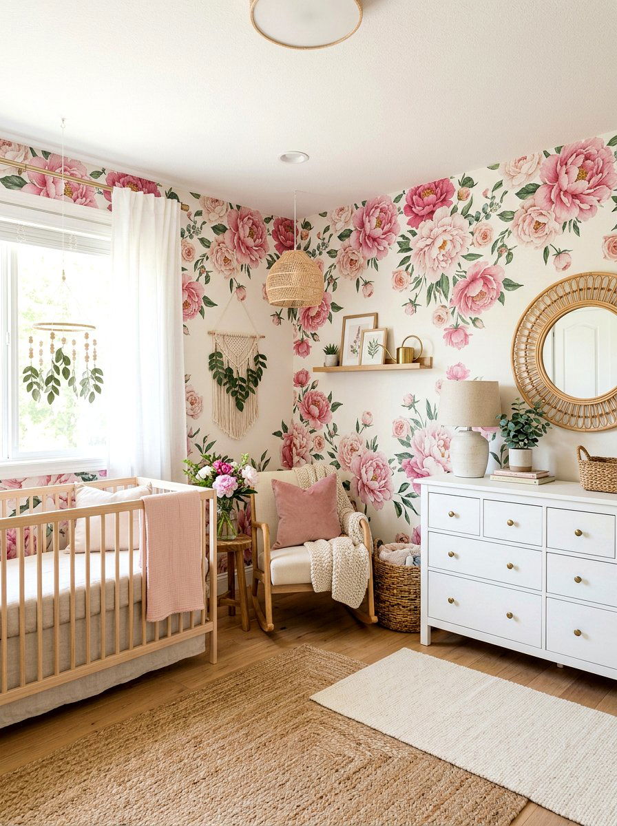 Floral Wallpaper Nursery - 25 Spring Baby Room Decor Ideas