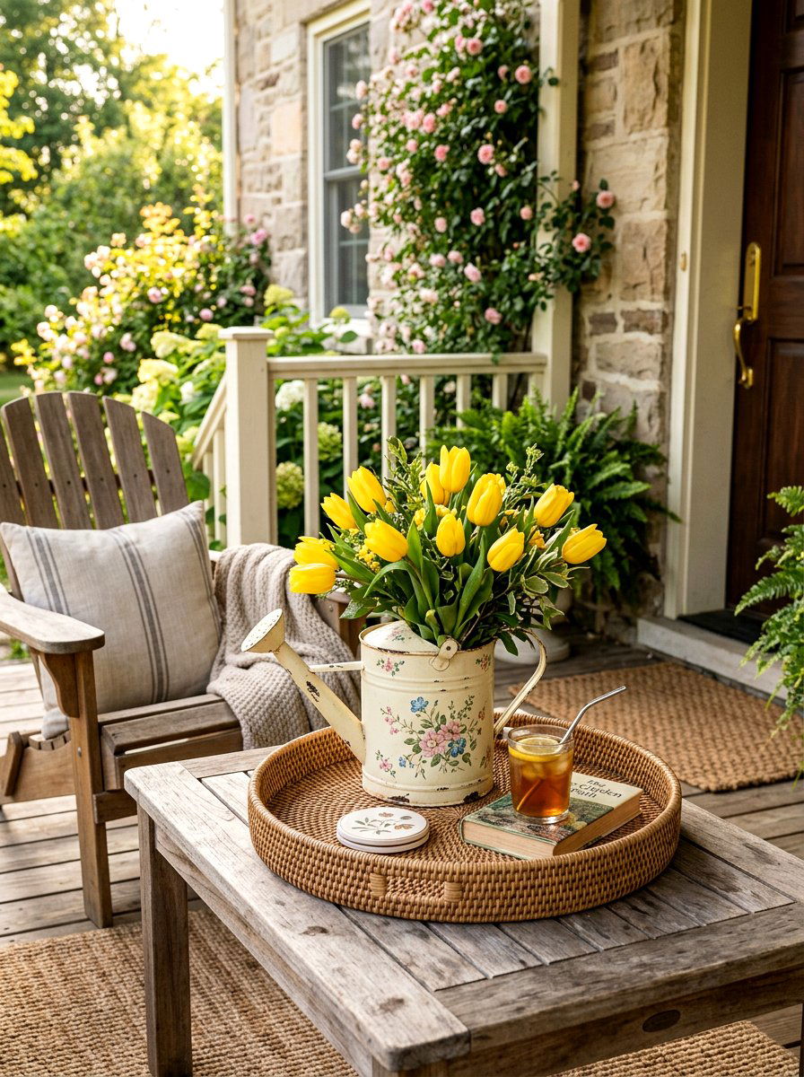 Floral Watering Can Decor - 25 Spring Tray Decor Ideas