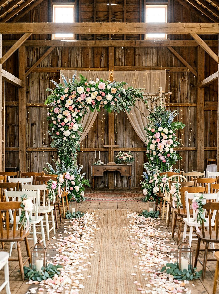 Floral Wedding Arch - 25 Spring Barn Wedding Decor Ideas