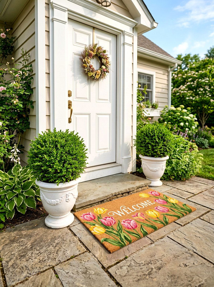 Floral Welcome Mat - 25 Spring Doormat Ideas