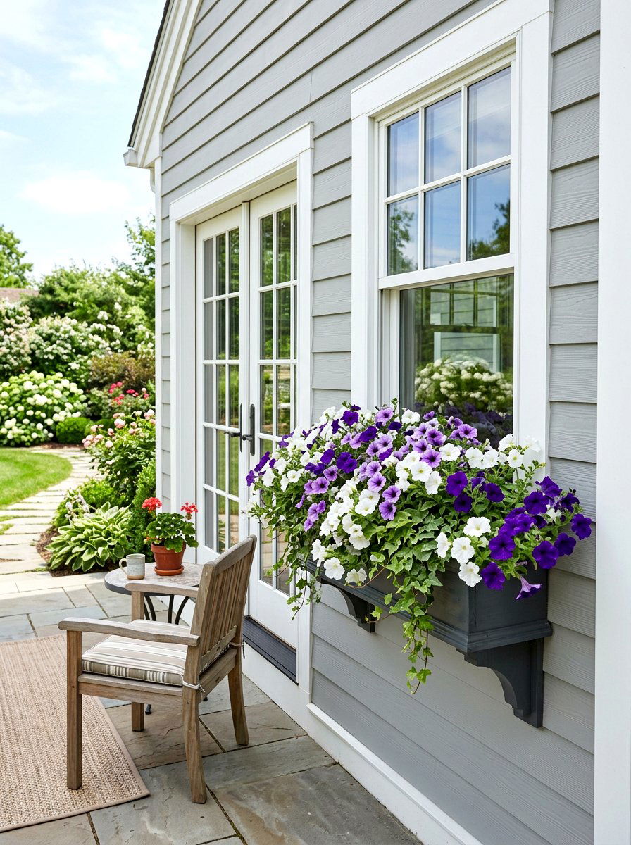 Floral Window Box - 25 Spring Patio Door Decor Ideas